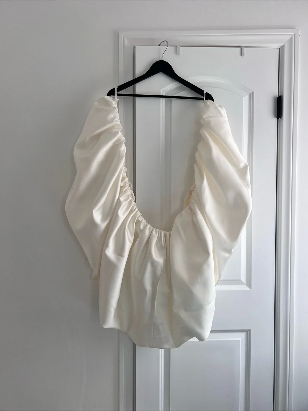 Bridal Ivory Satin puffed sleeve shawl